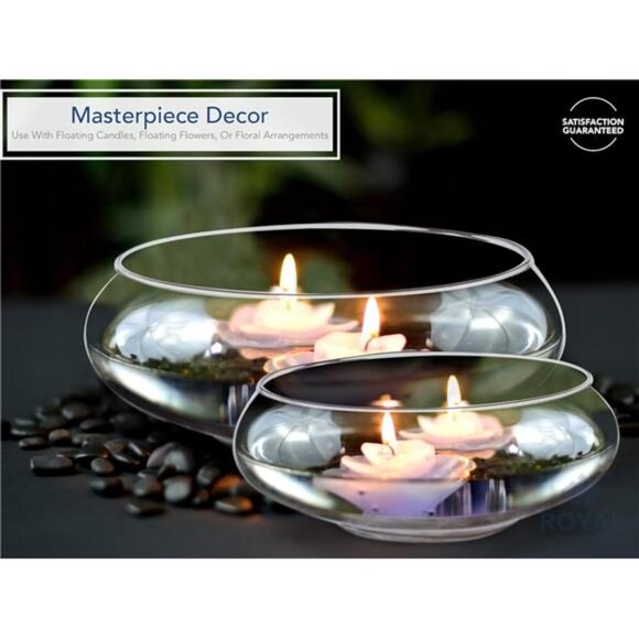 Royal Imports Round Glass Vase Set of 2 – Clear Decorative Glass Bowls - Picture 4 of 8